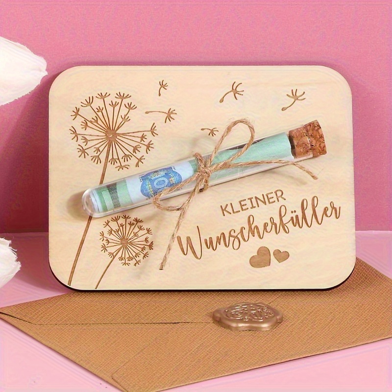 Moderner Wunsch-Geldgeschenkkasten aus Holz mit Stopfen, Hanfseil und quadratischer Wunschkorb – Perfekt für Geburtstage, Hochzeiten, Jubiläen, Weihnachten, Ostern, Thanksgiving & Abschlussfeiern