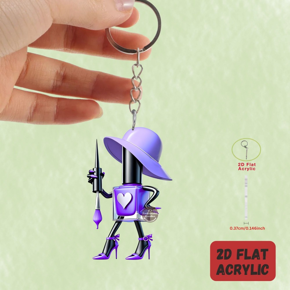 TEMU 2d Flat, 1pc/ 7pcs Nail Polish Theme Keychain, Suitable For Backpack/ Car/ Mobile Phone/ Key Decoration, Perfect Gift For Holiday Party/