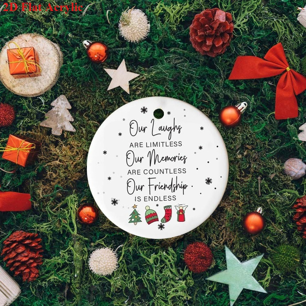 TEMU 2d Flat, 1pc Acrylic Best Friend Christmas Ornament - Name/message Engravable Decoration Suitable For Women, Sisters, For Colleagues - & Holiday