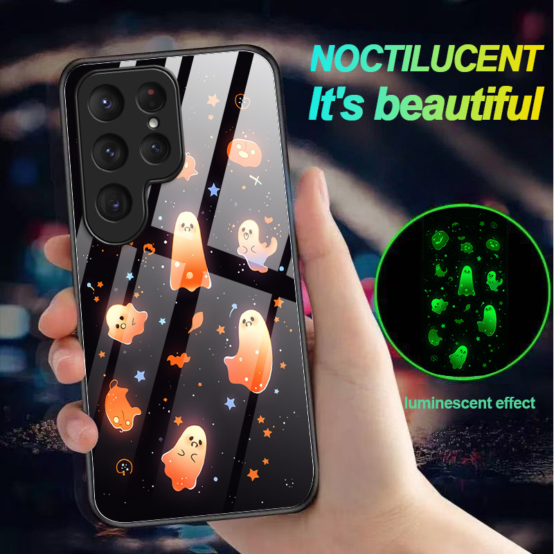 TEMU Phone Case: Halloween Pumpkin Star Pattern Light Phone Case Shockproof Luminous Without Power For Galaxy
