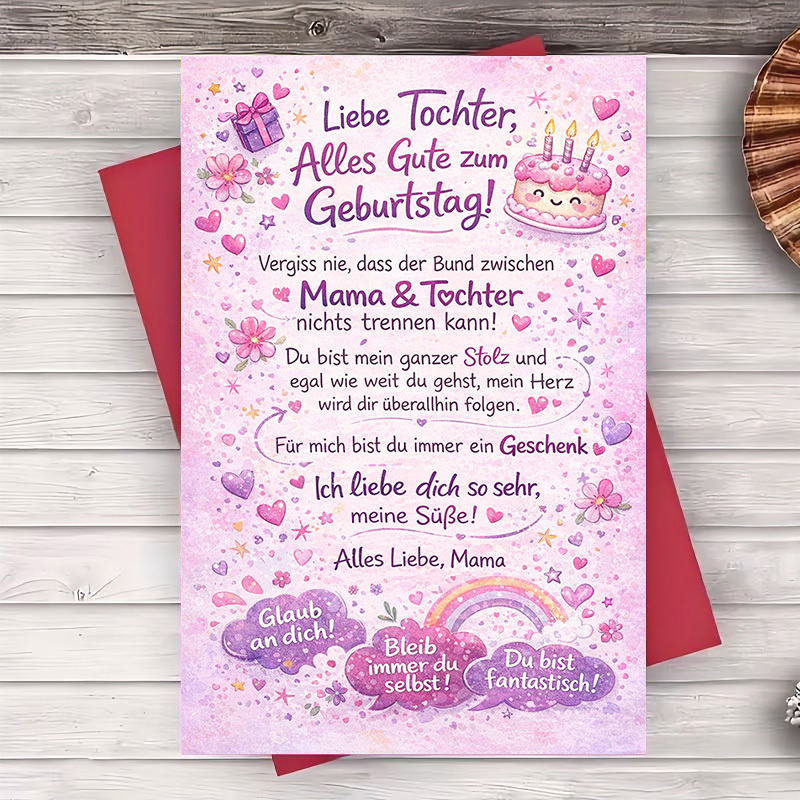 TEMU A Set Of 2 Items (an Envelope And A Greeting Card) Designed For A Birthday Message From A Mother To Her Daughter, Filled With Sentiments Ideal