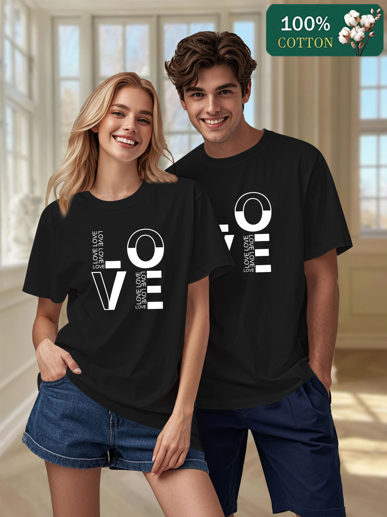 Tee Shirt VÃªtements Pour Couple T Shirts En Coton T' Couples Col