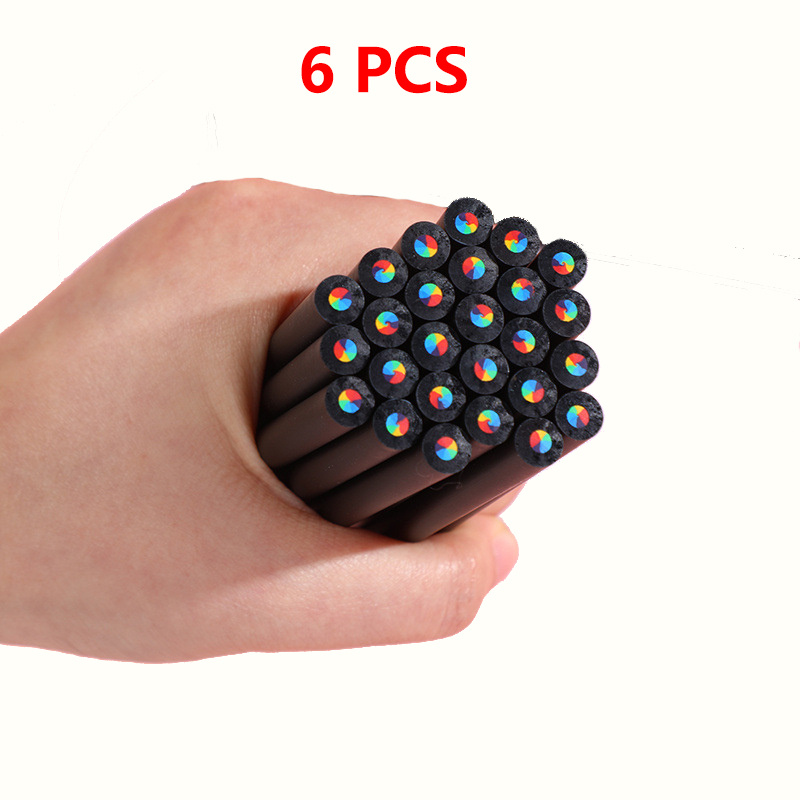 Image of 6pcs Rainbow Pencils, Multi-coloured Wooden Pencils With 7-in-1 Leads, Ideal For Diy Art Projects, For Adults, Perfect As Back-to-school Or Festive Gifts (professional Use For Painting And Art)