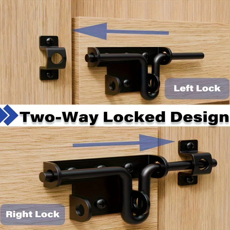 2-Pack Heavy-Duty 6-Inch Barn Door Lock – Carbon Steel, Powder-Coated Black, 360° Rotating Flip Latch For Fence, Shed, Farm Gate, Sliding Door