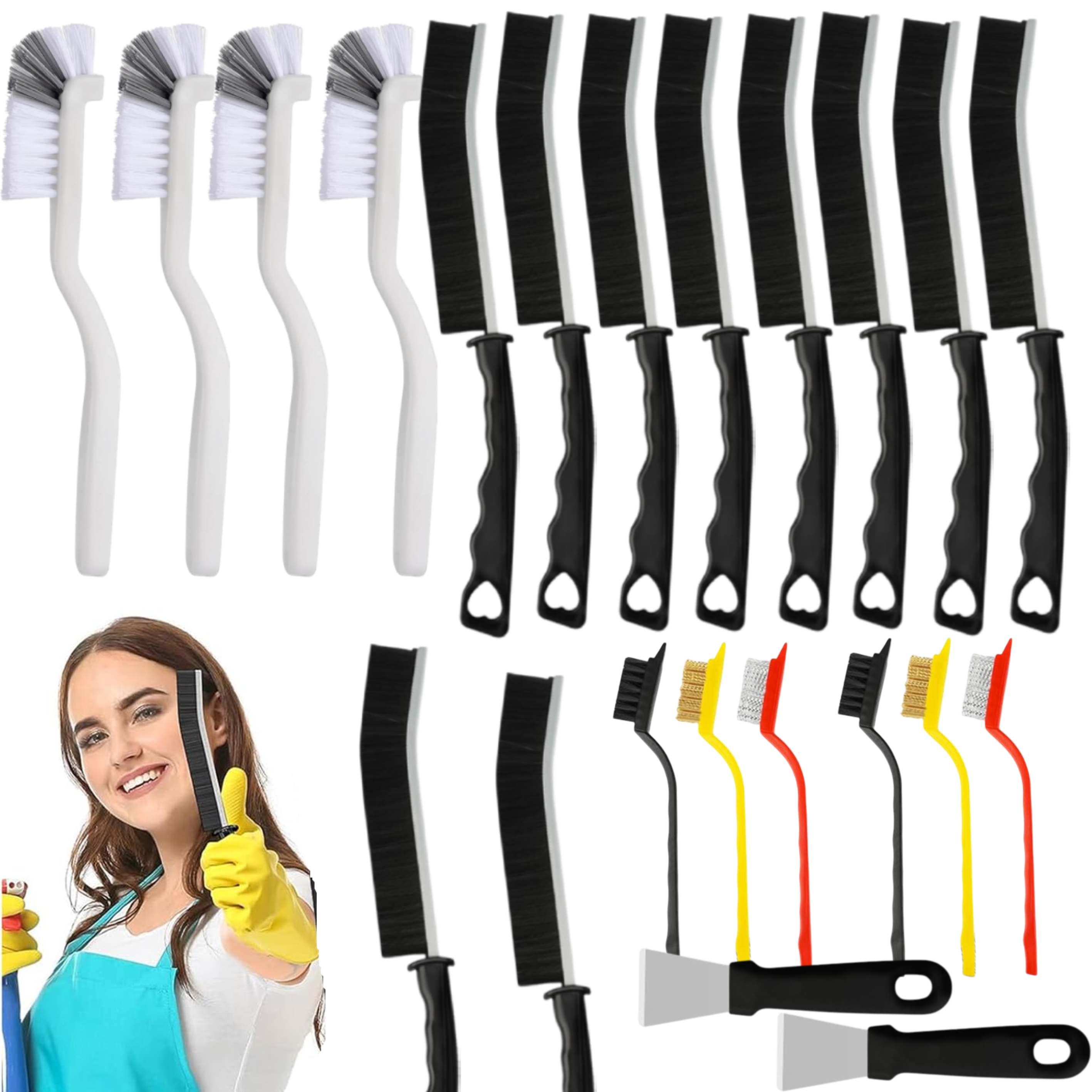 A Set Of 22 Cleaning Brushes With Stiff Bristles, Ideal For Scrubbing Kitchens, Bathrooms, Tight Spaces, Grout, Sinks, Mugs, Teapots, Bottles, And Mixers