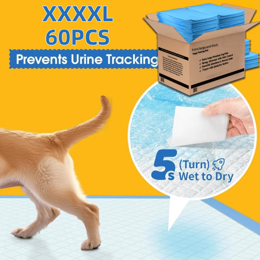 TEMU Xxxxl 47x31 Inch Extra-thick Super Absorbent Leak-proof 6-layer Dog Pee Pads, 60/120pcs, Disposable Pet Pads, Suitable For Puppies, Senior Dogs,