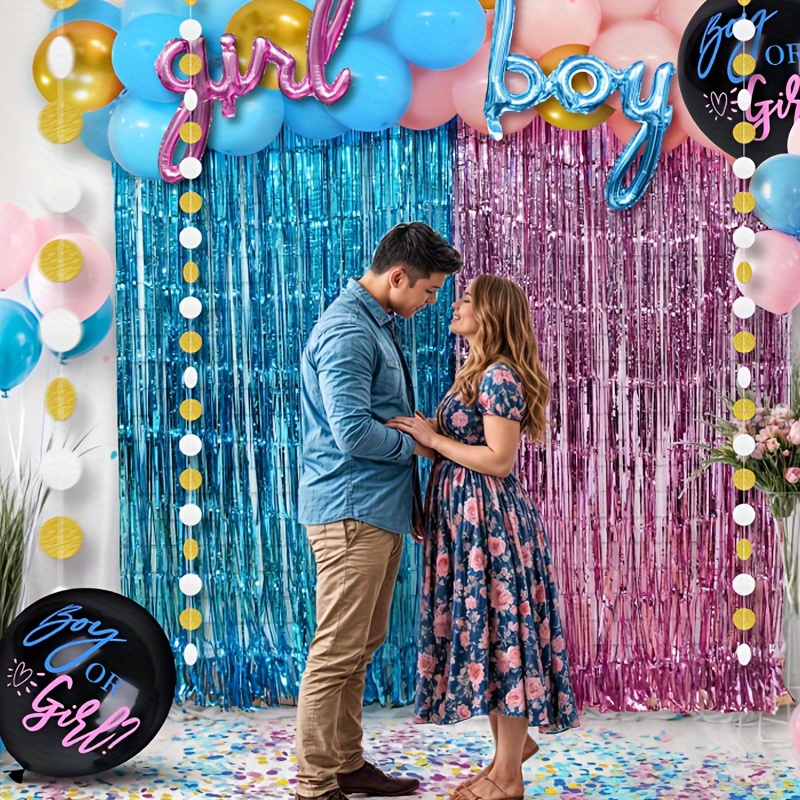 2pcs 2 1m gender reveal decoration set blue - Temu Oman