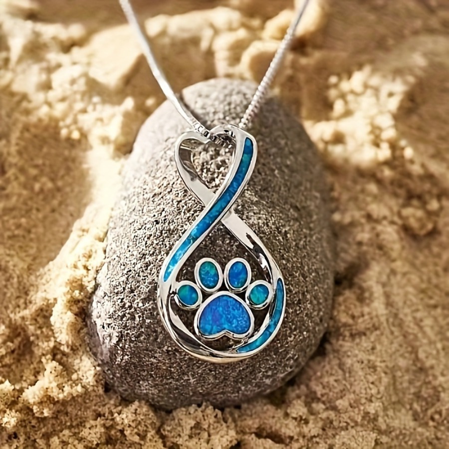 

1pc Fashion Alloy Dog Paw Print Necklace With Resin , Love Pendant For Men And Women, Ideal Christmas And Anniversary Gift Jewelry