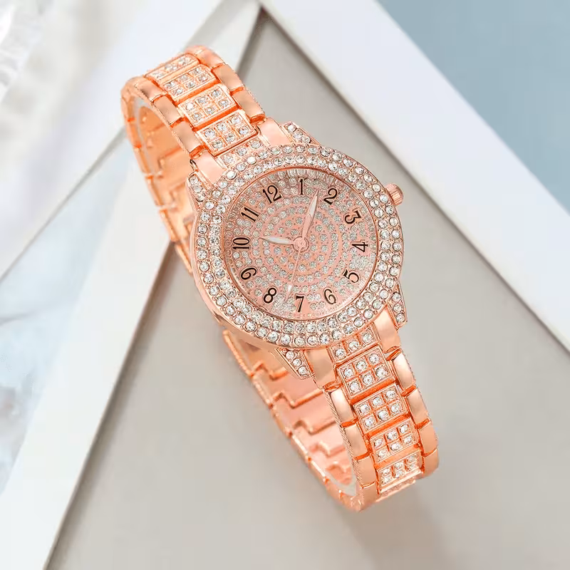 6pcs set watches for women set with 5pcs bracelet necklace earrings ring jewelry for women set elegant womens watches valentines day birthday christmas gifts for women reloj de mujer watches for women Product details 17