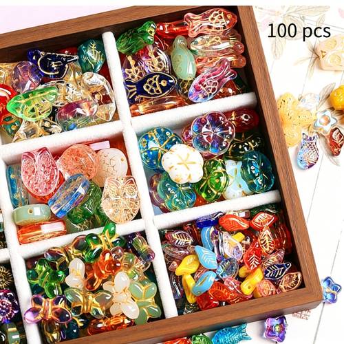 100pcs mixed color new czech glazed bird plum beads loose spacer beads for bracelet necklace making jewelry accessory making kit