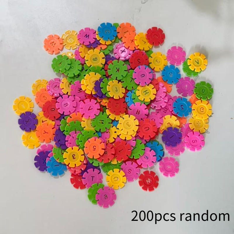 Colorful Snowflake Building Block Set | Enhances Fine Motor Skills, Includes Multi-shaped Assembly Toys With Numbers And Letters, Ideal For Classroom Crafts And Gifts