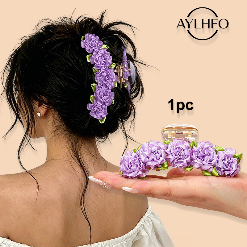 TEMU AYLHFO 1pc Nouvelle Pince à Cheveux en Acrylique de en Tissu, Pince à Cheveux Colorée de Bohème pour Femmes, Pince à Cheveux de Mariée avec