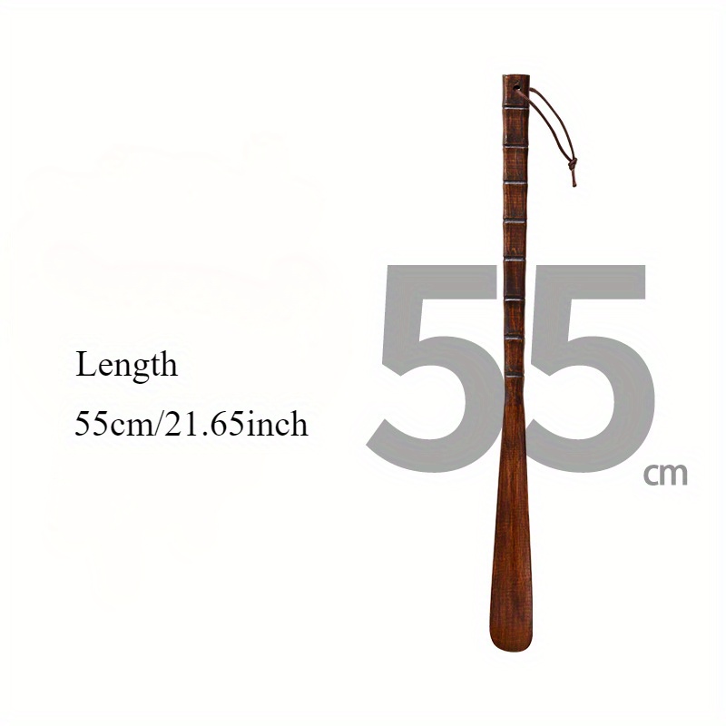 1pc 55cm Durable Professional Wooden Shoe Horn With Flexible Long Handle, Useful Shoe Lifter For Seniors, Shoe Scoop, Household Tool