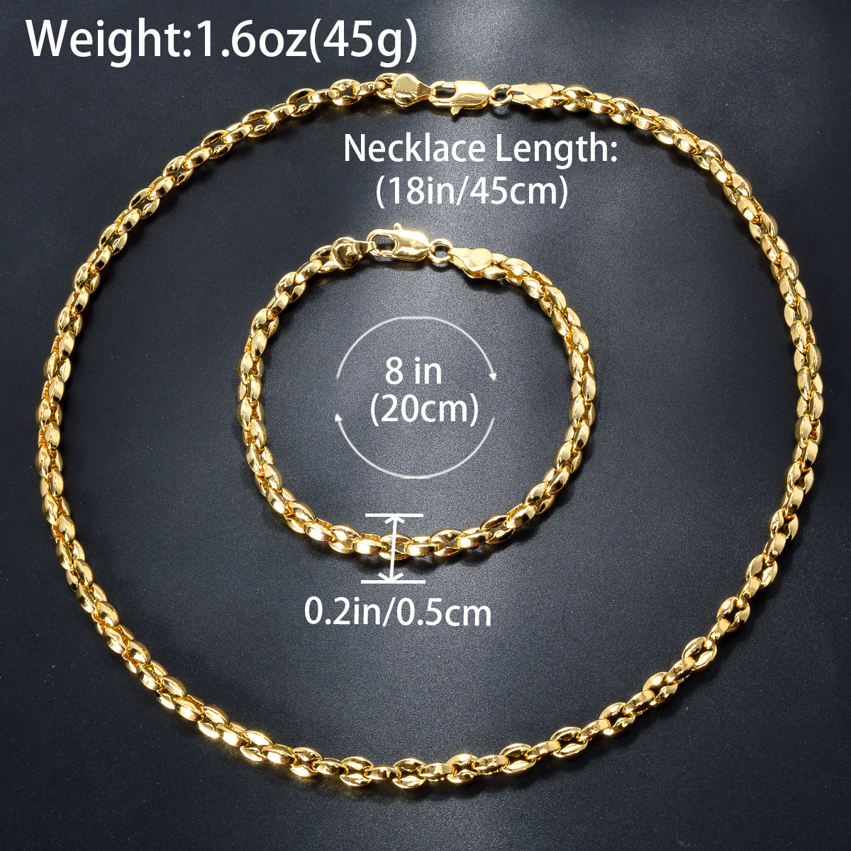 Coffee Bean Bead Necklace Bracelet Set - Classic Punk Style Accessories