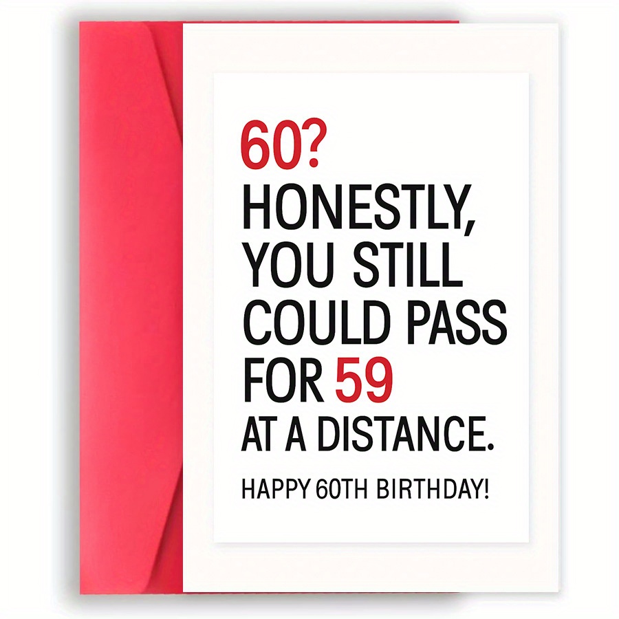 TEMU 1pc Dankeskarte"funny 60th Birthday Card For Men And Women - Aging With Humor, Perfect Gift For , Family, Or "