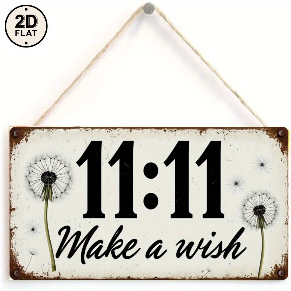 TEMU 2d Flat - Rustic Metal Sign In White : Wish Home Decor, Suitable For Living Room Wall Art - 2d Flat, Wooden Wall Hanging, No Electricity Needed,