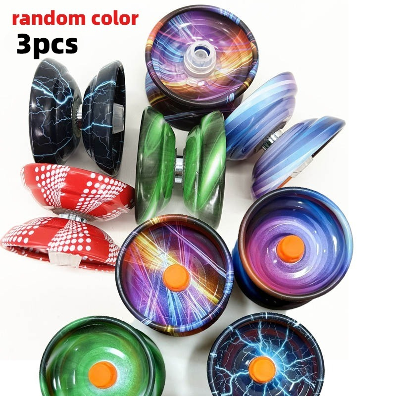 Image of 3pcs Random Color Metal Spin Tops With Strings, Classic Iron Tops Toy For Outdoor Activities, Sports, Parties And Collectible Games, Sturdy Spinning Top In Assorted Colors