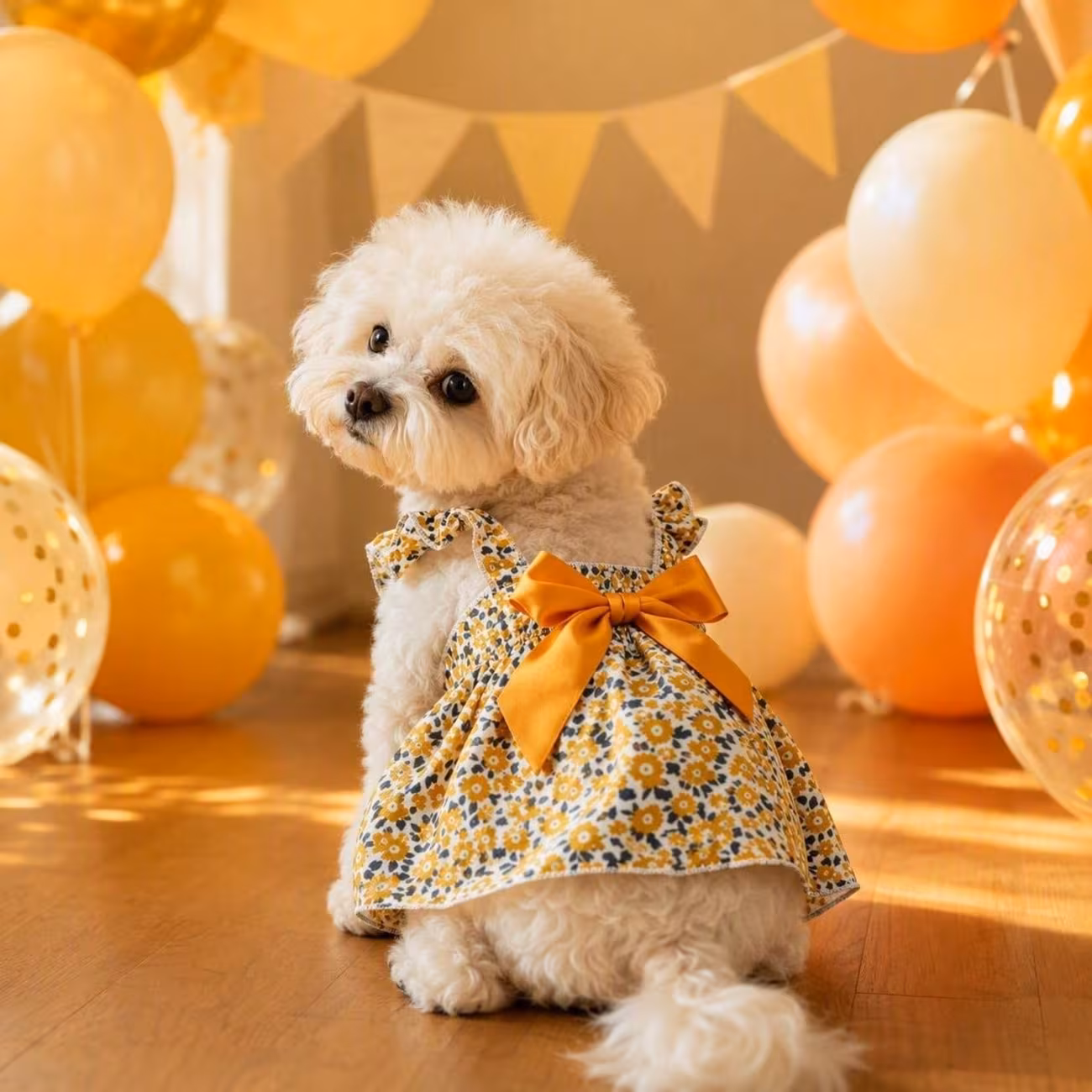 1pc small dog summer dress floral printed ruffle strap pet cami dress with back bow cute puppy clothes for bichon poodle daily outfit Product details 20