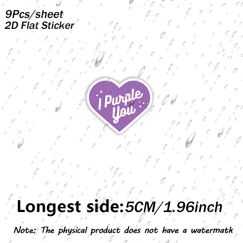 TEMU 2d Flat, 9pcs/sheet Heart Stickers Creative Car Stickers, Suitable For Decorating Cars, Water Bottles, Motorcycles, Toolboxes, Laptops (2d Flat