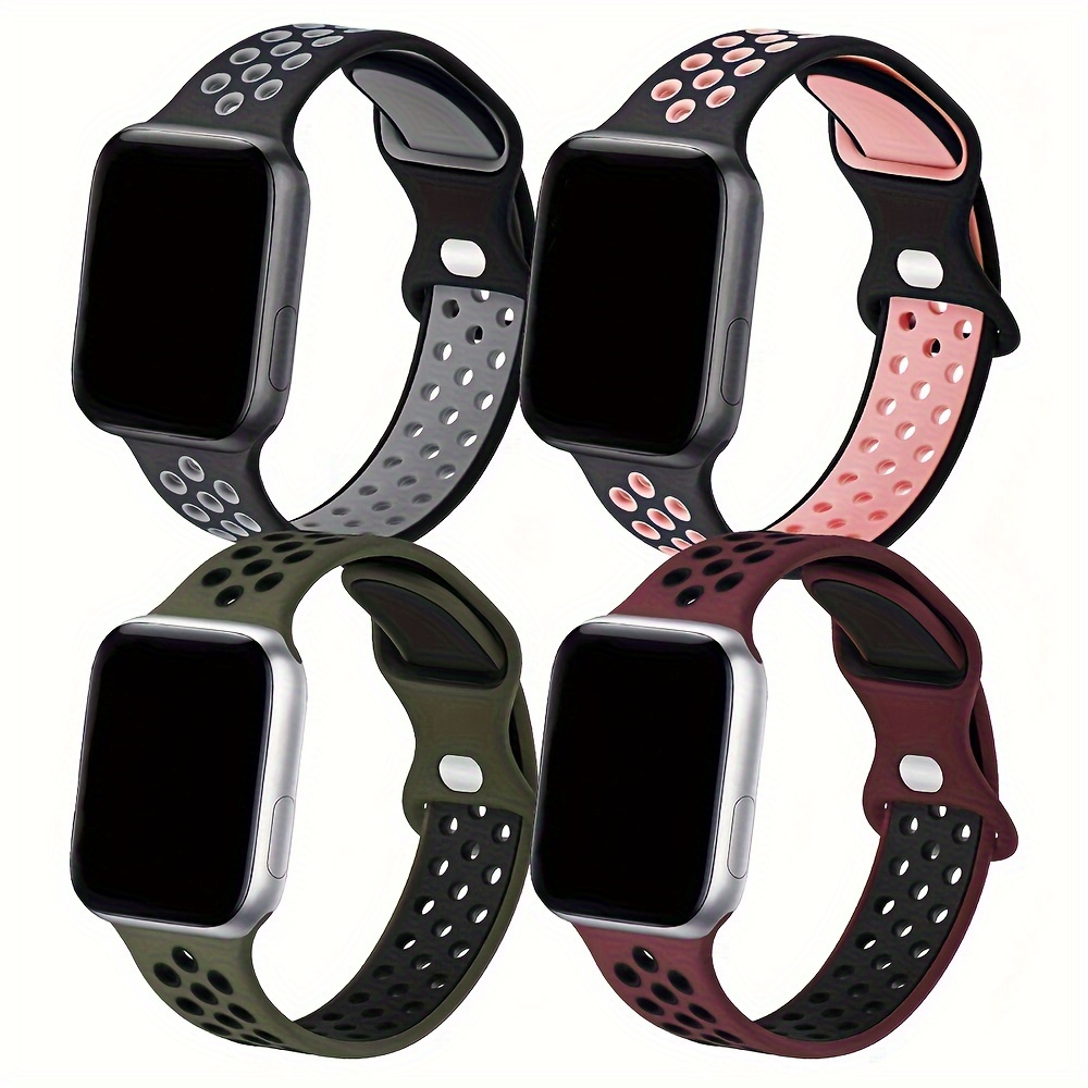 4/ 16pcs Adorve for iWatch Band 49mm 45mm 44mm 42mm for Women Men Girls, 4pcs Soft Silicone Sport Wrist Strap Compatible with iWatch Ultra 2 SE Series 9 8 7 6 5 3 2 1