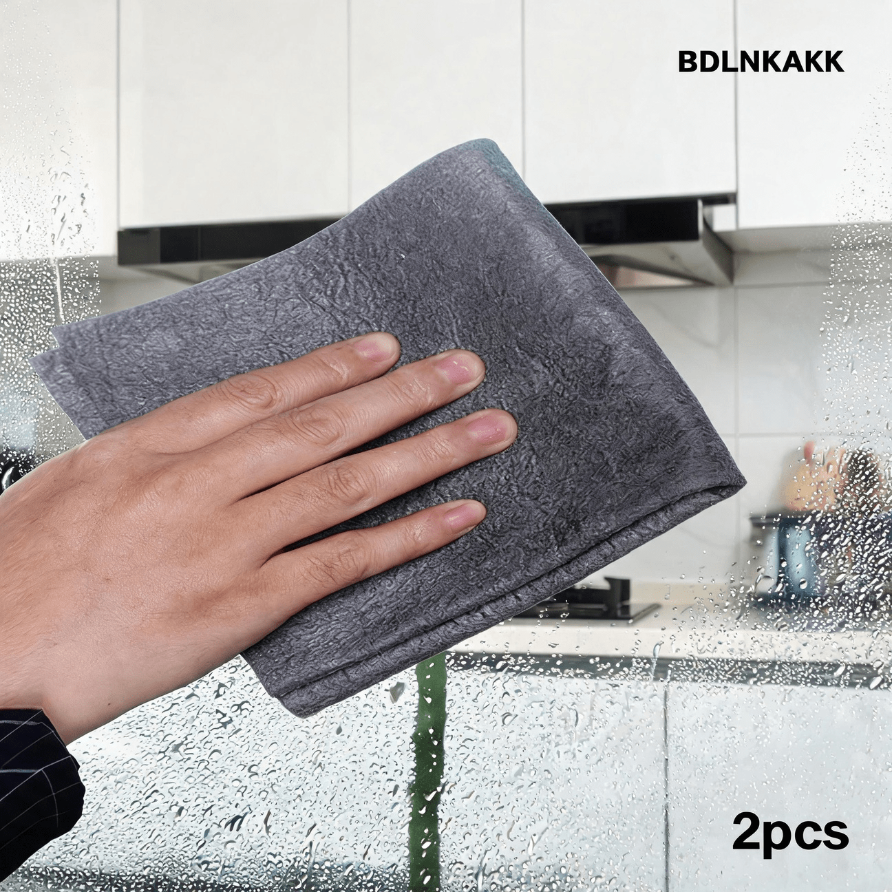 TEMU Bdlnkak 2pcs Thickened Towels, Absorbent And Fish Scale Cloth, Streak-free Glass Cleaning, Non-fading Microfiber Cleaning Towels, Kitchen