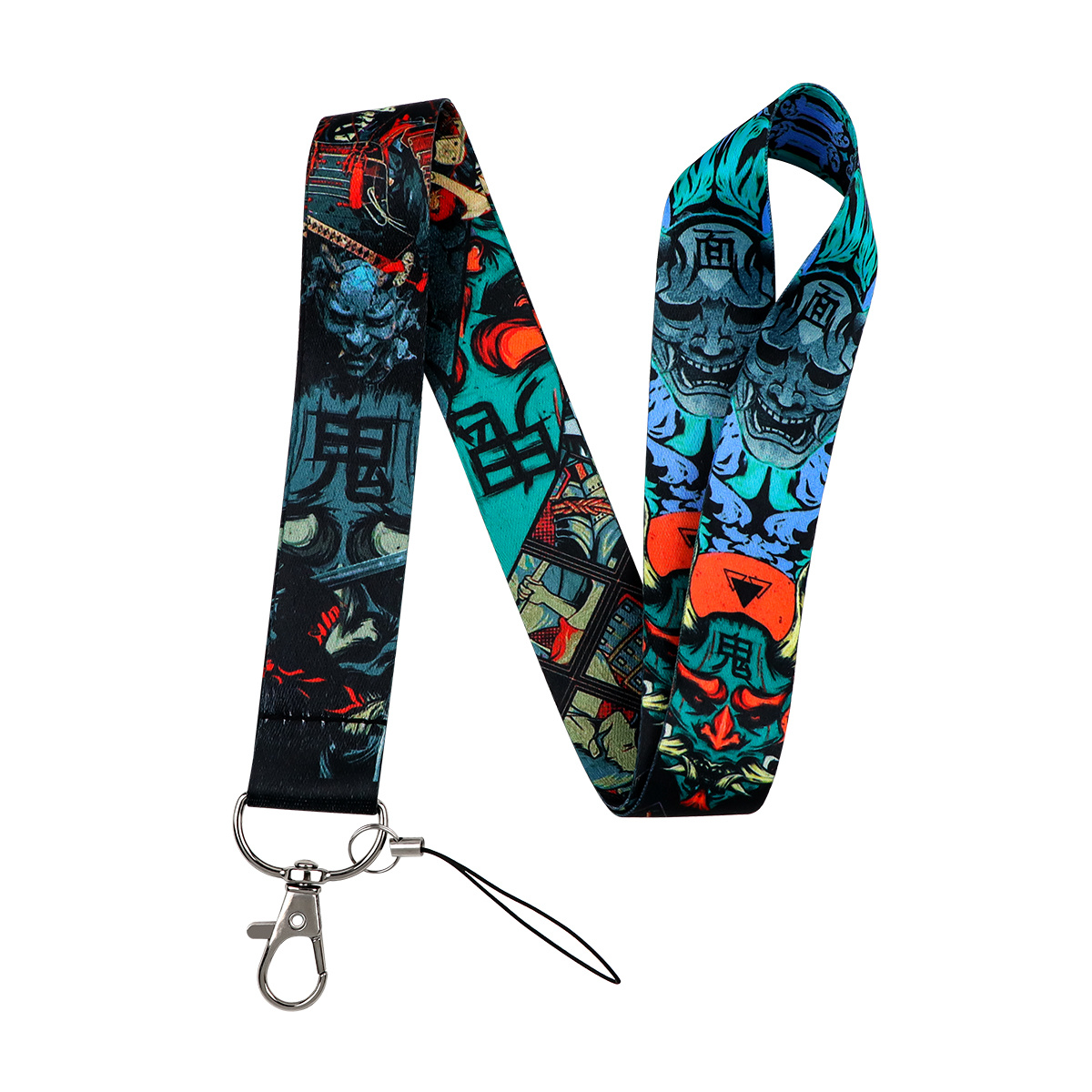 TEMU 1pc Japanese Demon Mask Neck Lanyard, Traditional Tattoo Art, Keychain Phone Lanyard, Gift For Oriental Fans