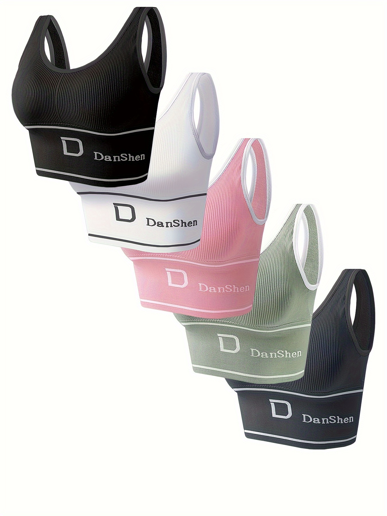5pcs dansheer sports bra wireless full coverage high   suitable for yoga and running breathable nylon machine washable   colors featuring fashionable dansheer print sports bra