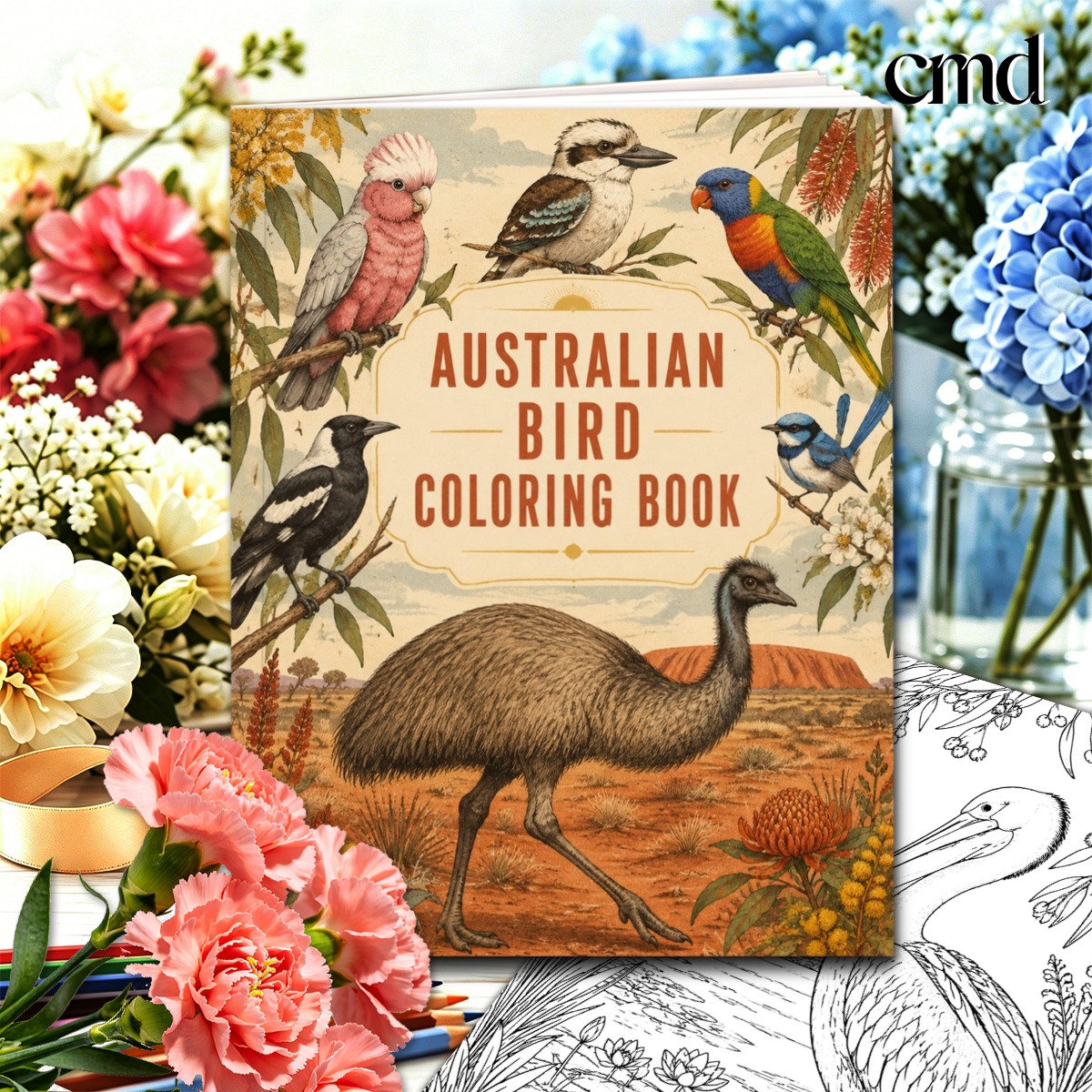 TEMU Australian Bird Creativity Coloring Book, 24 Pages Stress Relaxing Artwork And Fun Crafts, Perfect Gift For Birthdays Christmas Halloween