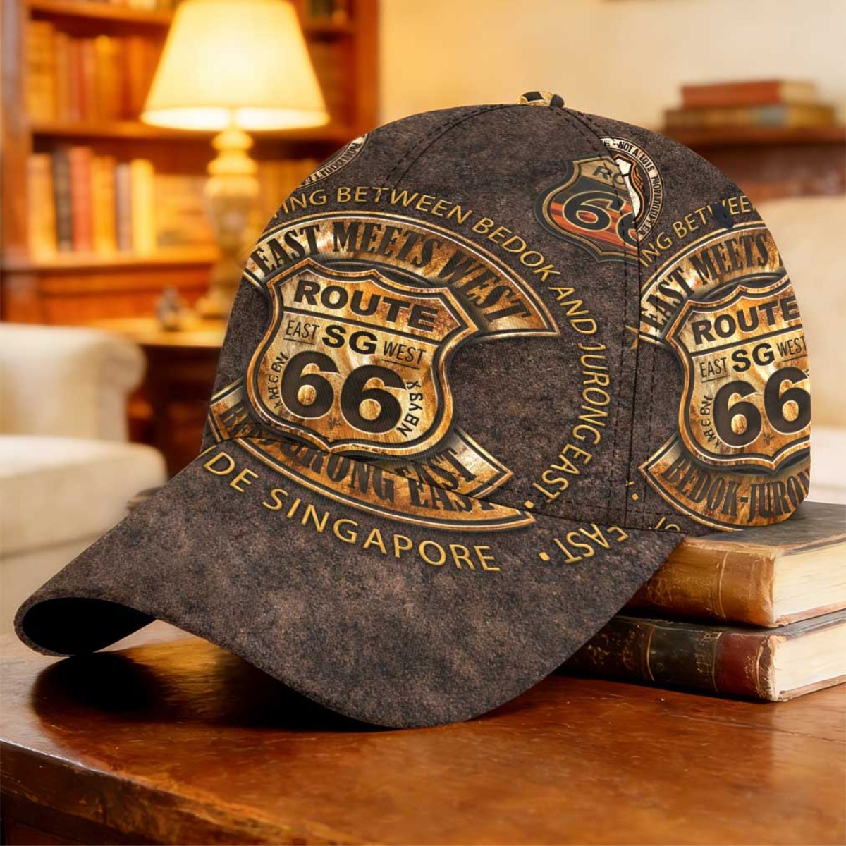 Image of 1pc Retro Route Journey Baseball Cap Curved Brim Cap Full Print Pattern Cap Christmas Gift Hiking Gear Tennis Birthday Gift Urban Fashion Fishing Trip 2d Full Print