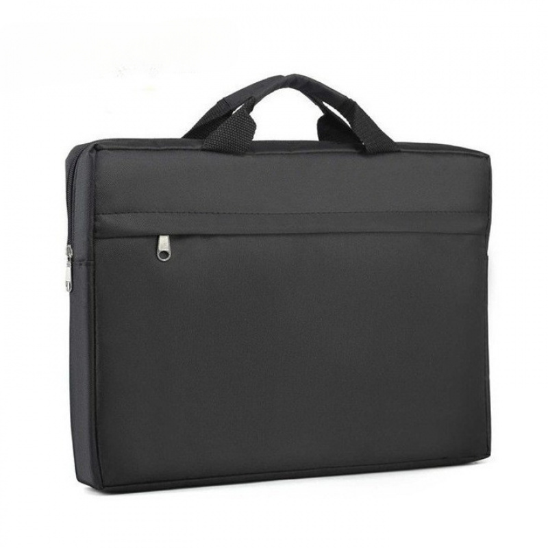 

Polyester Laptop Tote Bag With Nylon Lining, Black - Ideal For Work, Shopping, And Gift Distribution, Briefcase, File Storage, Advertising