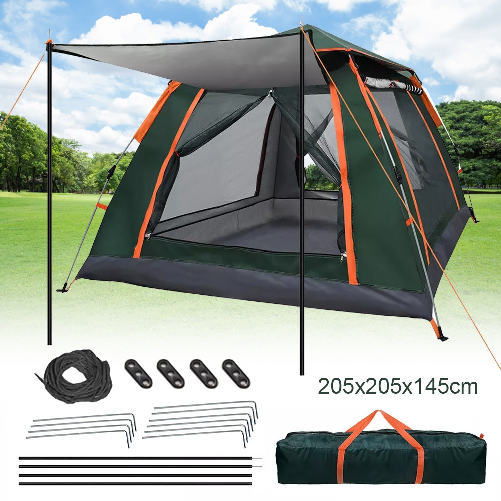 TEMU Portable And Lightweight Camping Tent For 3-, Featuring An Automatic Quick Open Mechanism, Sunshade, And A Double-door Design, Measuring