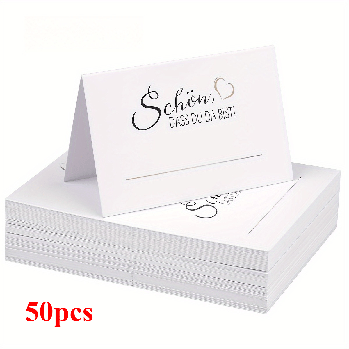 50/100pcs Elegant German Wedding And Cards Suitable For Table Decor - "schön, Dass Du Da Bist!" With , Gloss, 10.16x8.89 Cm For Wedding, Dinner Table Settings
