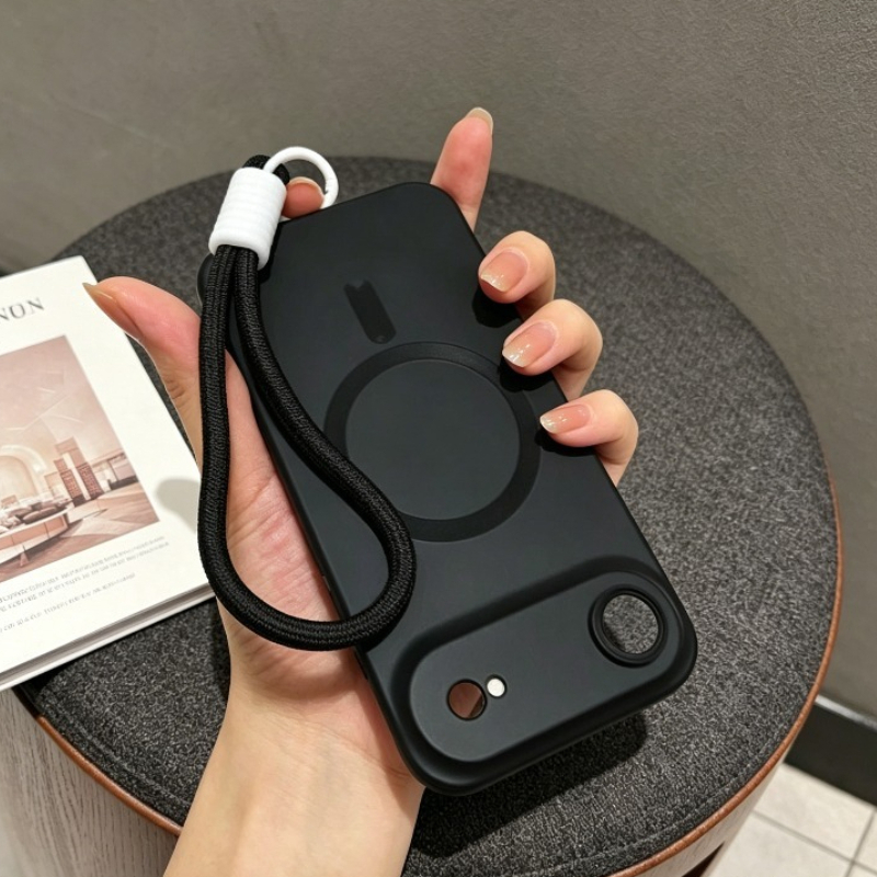 TEMU Coque de téléphone : Lot de 2 pièces : (1 coque de téléphone + 1 lanière) Coque de téléphone magnétique minimaliste , dragonne tressée tendance