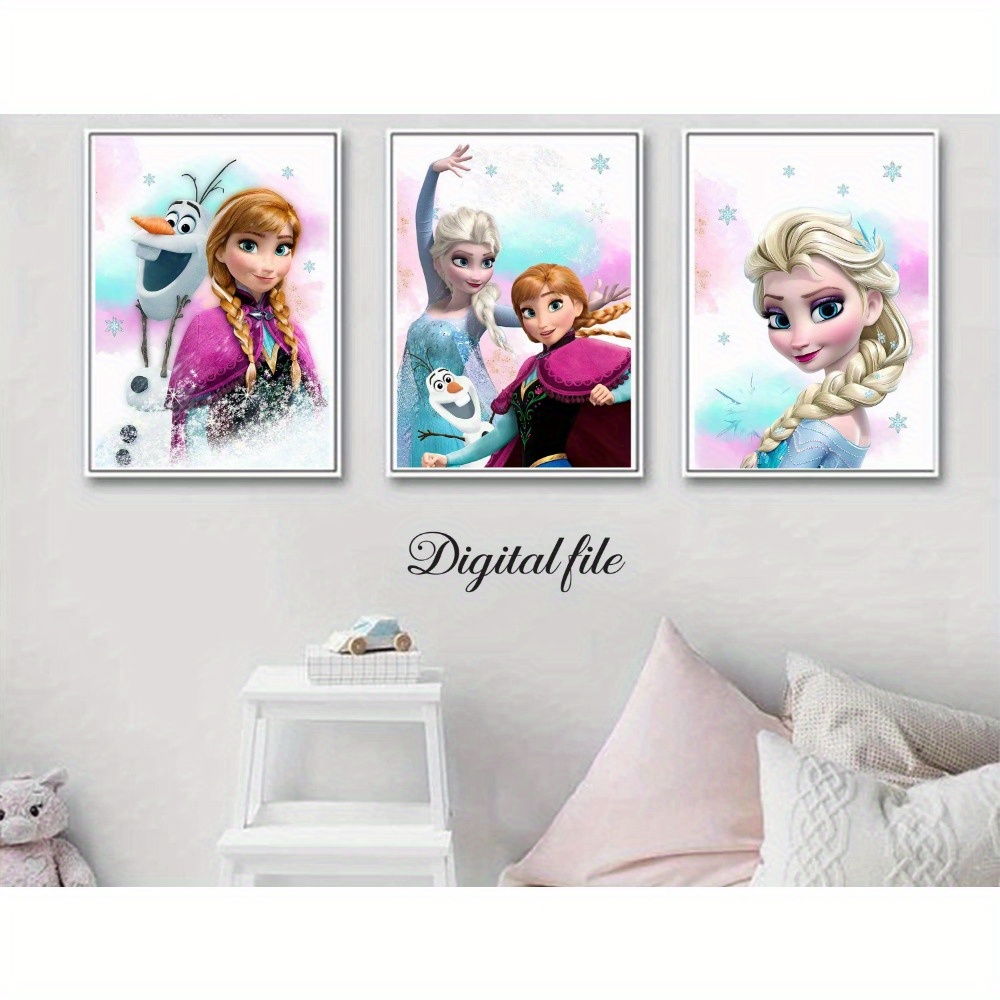 TEMU 1pc/3pcs (canvas Poster Unframed), Frozen Princess Wall Art - Frozen Princess Wall Art - Frozen Princess