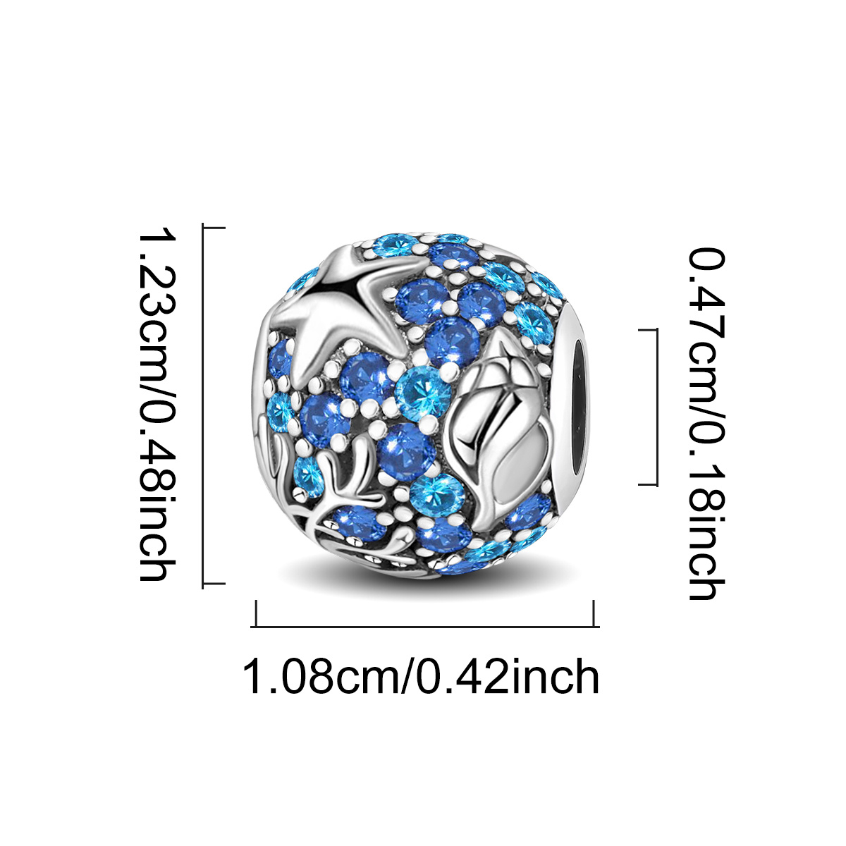 Ocean Charm DIY Pendant Beaded Bracelet, 925 Silver Plated