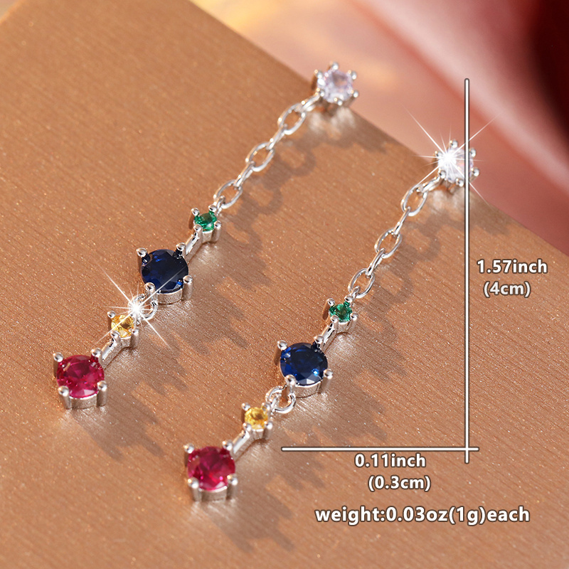 Women's Stylish Su Ear Studs with Colorful Synthetic Zirconia