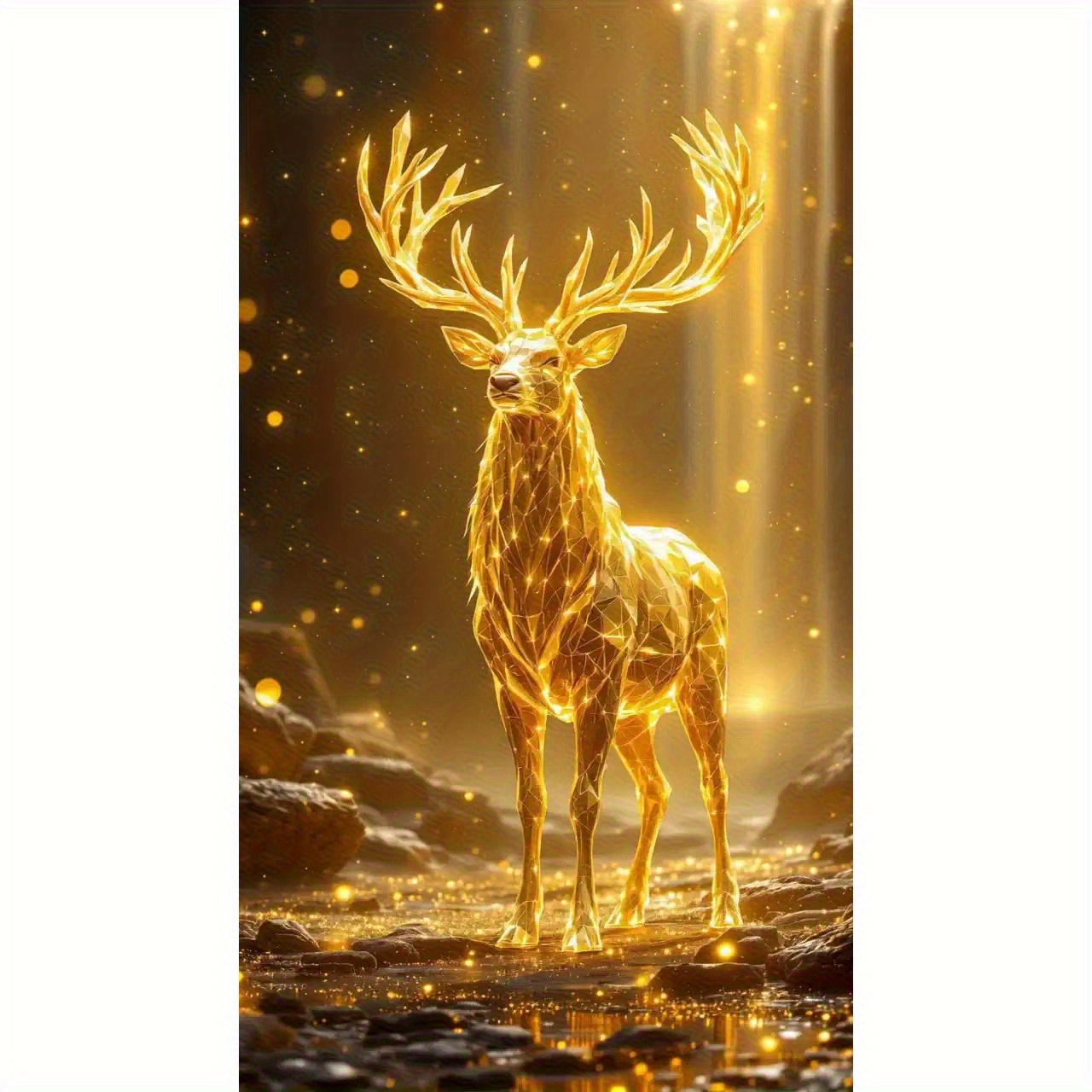 Large 40.01 * 40.01 cm Golden deer diamond painting kit-DIY handmade crafts, with round rhinestones, home and office decoration frameless canvas wall art, suitable for bedroom or living room, perfect gift idea, DIY Handicraft Kit | Sparkling Design | Canvas Art Kits,Diamond Painting Accessories