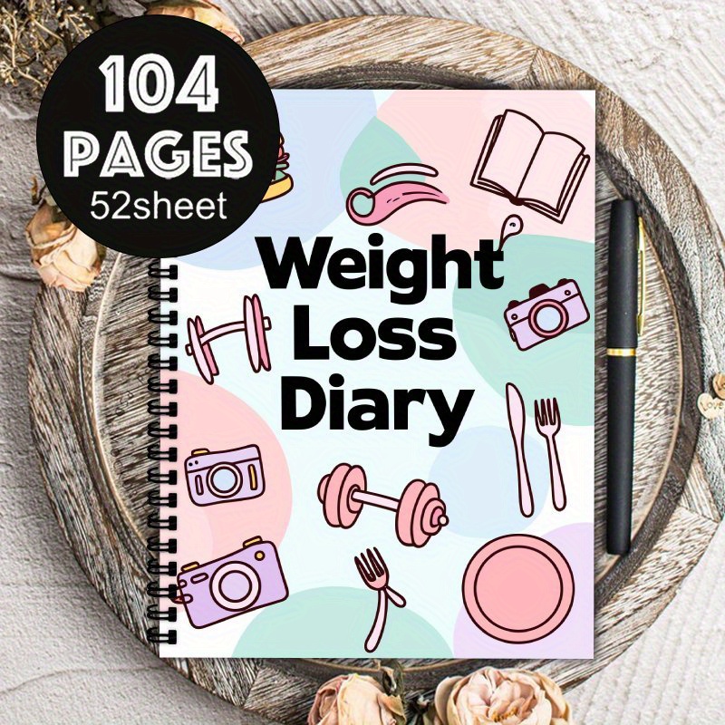 A5 Weight Loss Diary with Minimalist Equipment Design, Daily & Weekly Diet Trackers, Progressive Diet Plans, and Motivational Goal Trackers for Achieving Target Weight