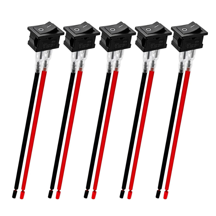 TEMU 5 Stück Mini Quadratischer Kippschalter 2-Pin EIN AUS 125V 10A EIN und AUS KCD1 Schalter Vorgekabelt für Auto Boot Haushaltsgeräte