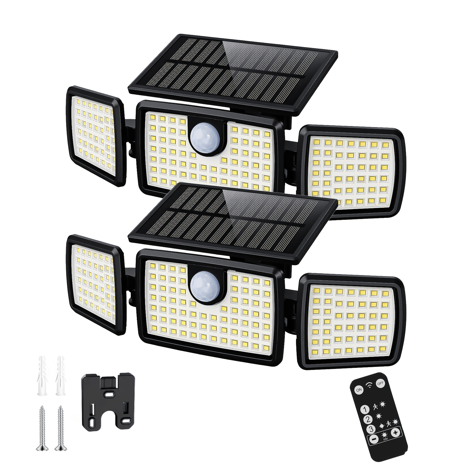 item picture 2pcs 3000  lights outdoors with motion sensor 3 head 270 wide angle security lights ip65 solar lighting with 3   and remote control suitable for yard patio garage street and more solar outdoor lights 1 2pcs option