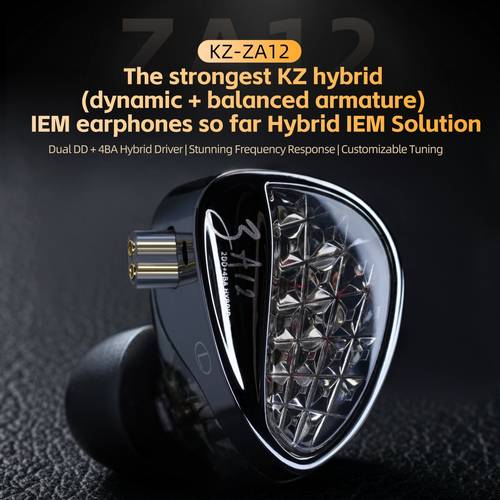 item picture 1 x kz za12 flagship unit hifi in ear wired headphones in and edition professionally high and low frequency performance delivers an experience for music and gaming suitable for mobile
