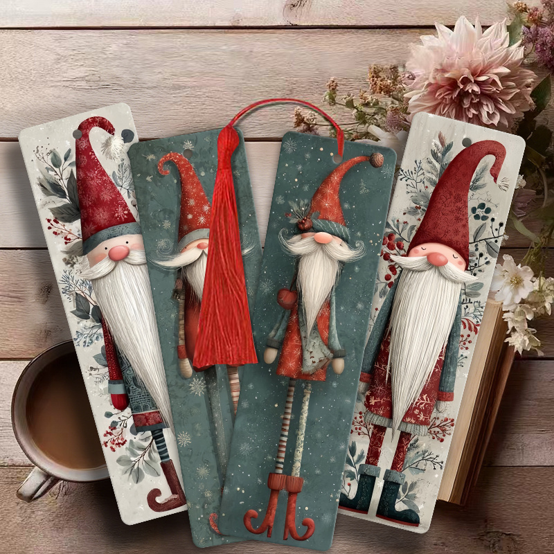 TEMU Juego de 4 marcapáginas de madera con borla decorativa y patrones estampados - Diseño artístico colorido, marcadores de libros decorativos, para