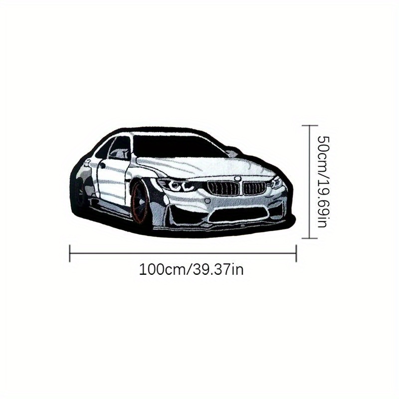 TEMU Tappeto a forma di auto e in velluto 850g/��, Tappeto decorativo vintage per soggiorno, Tappeto per comodino da camera da letto, Tappeto per area