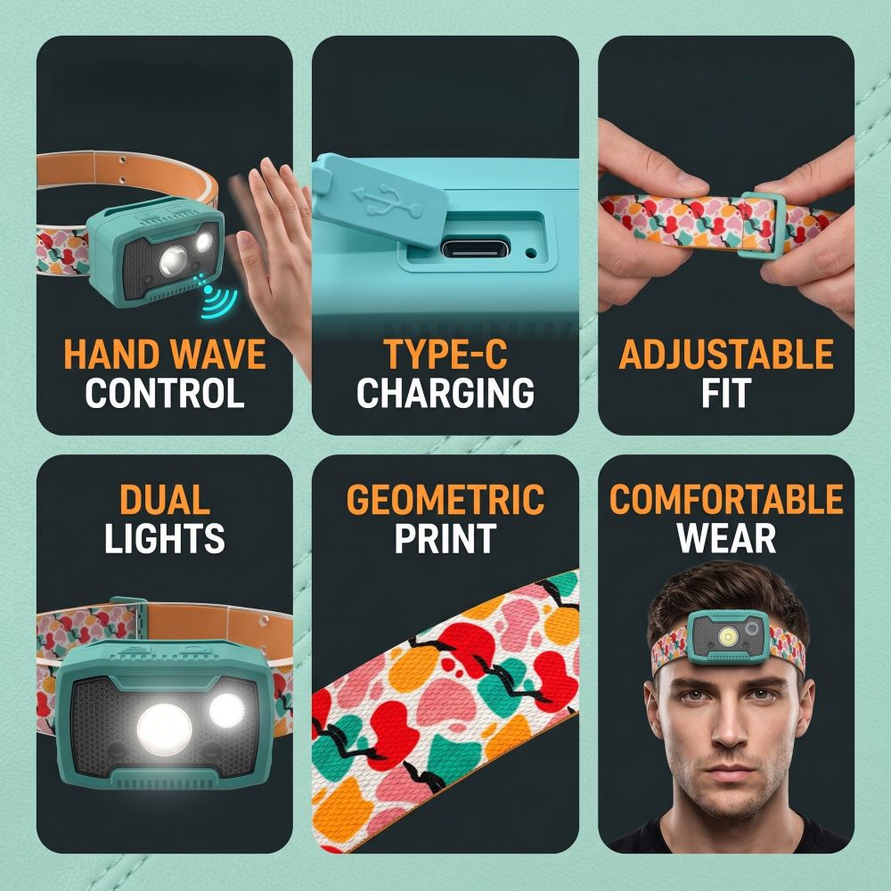 Ultra-Bright Motion Sensor Headlamp, High-Intensity Head-Mounted