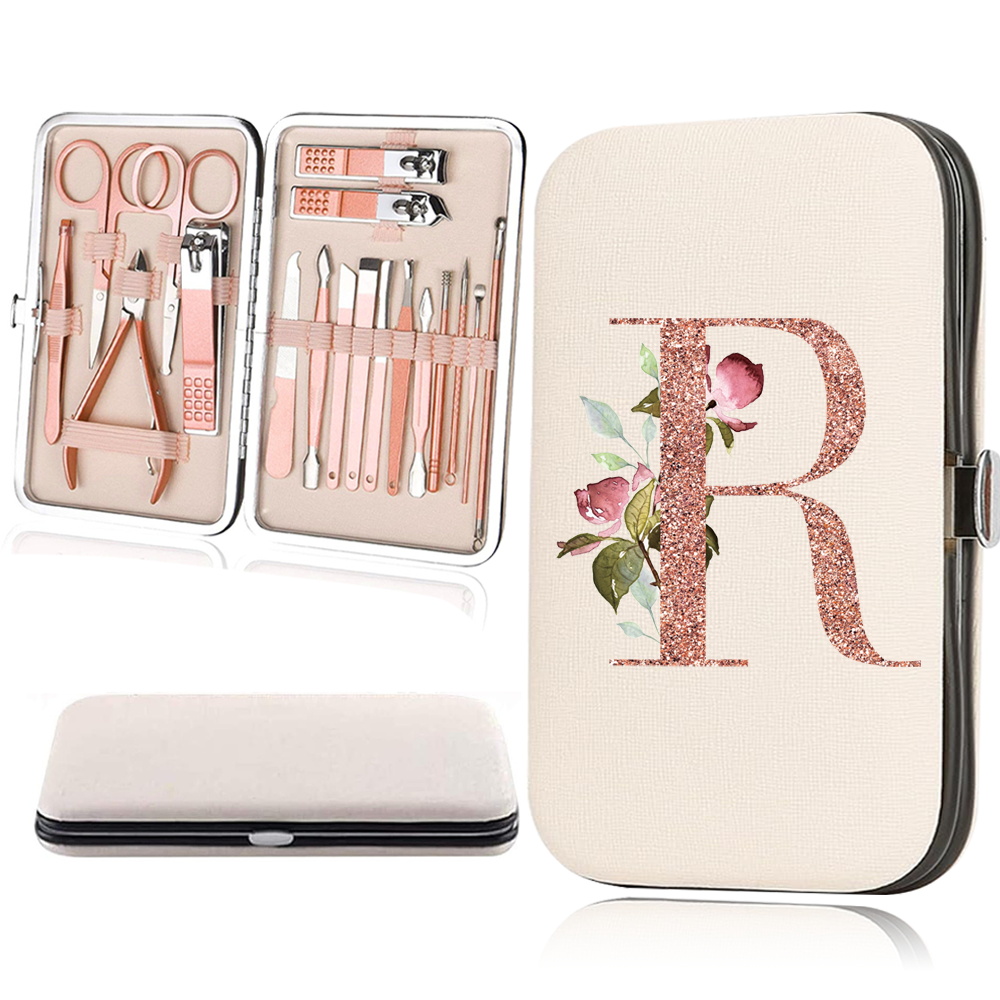18pcs Rose Golden Nail Studio Set with Portable Storage Box