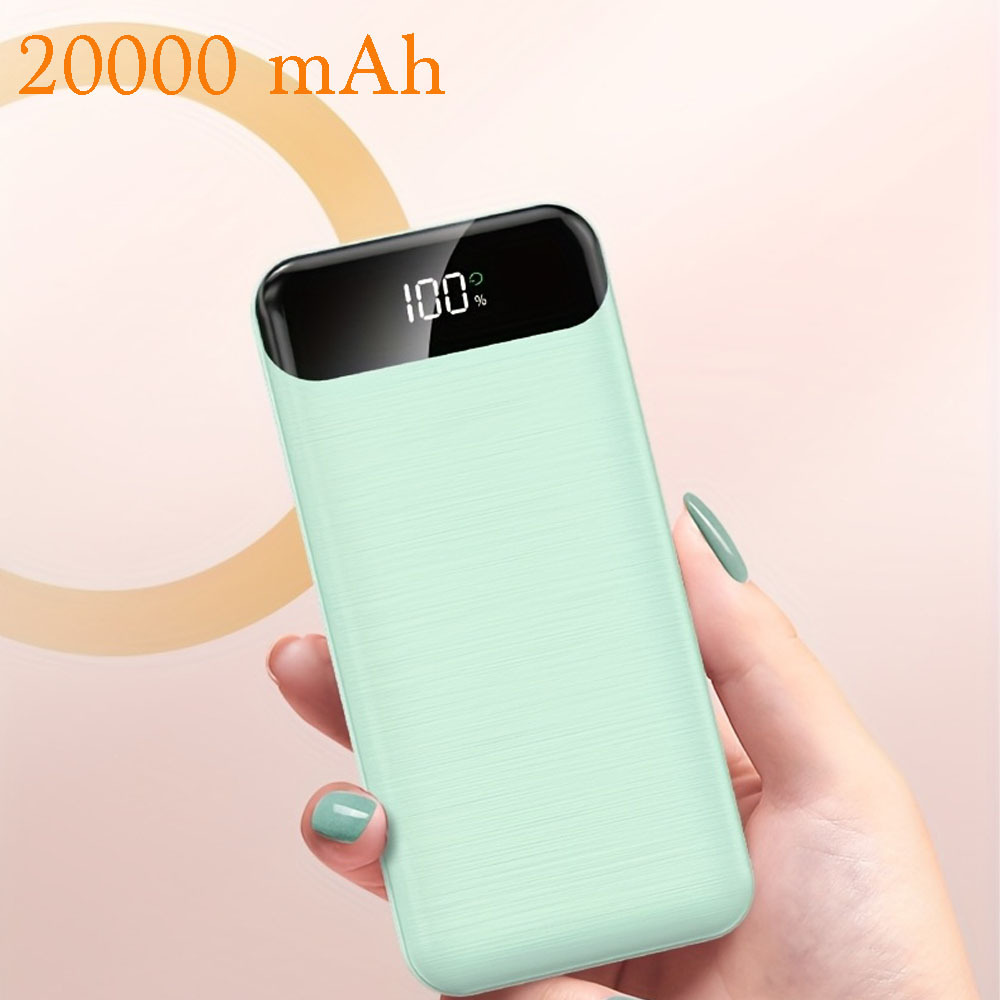 TEMU 20000mah Large Capacity Portable Power Bank, 2 Usb Outputs And Type-c Output/ Input, Suitable For Charging Mobile Phone Devices, Equipped With
