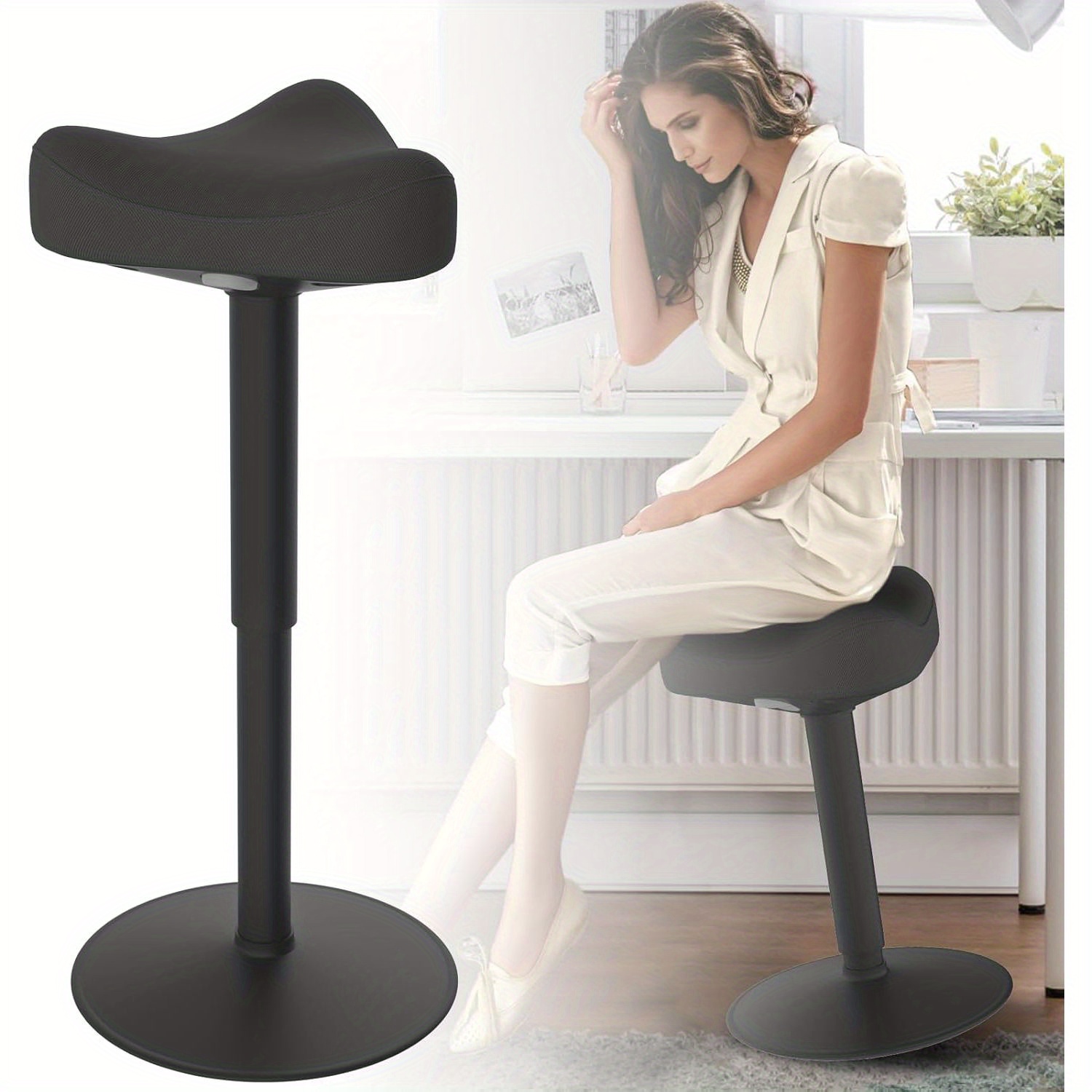 Ergonomic Stool, Bar Stool, Salon Stool, Spa Stool, Height Adjustable 47-65 Cm Standing Stool, Non-slip, Suitable For Salons, Beauty Parlors, Bars, Living Rooms, Triangle