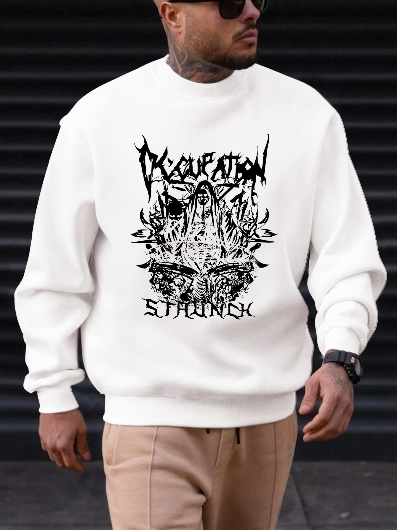 herren sweatshirt totenkopf druck grauer gothic grafik Temu Austria