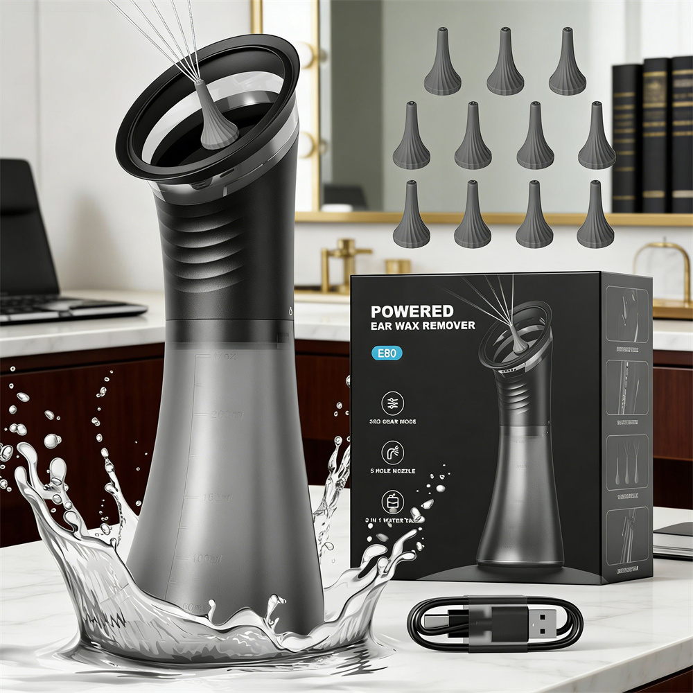 Electric Ear Wax Removal With 1pc Waste Tank And Smart Display, 3 Targeted , 230ml Detachable Tank, 12 Nozzles -ear Cleaning Kit Ipx7 Waterproof, Suitable For Travel And Showering.