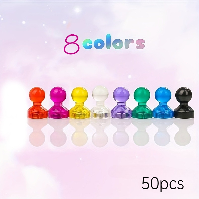 TEMU Lot de 50 aimants de réfrigérateur colorés, punaises magnétiques rondes pour tableaux d'affichage, tableaux , cuisines, bureaux, cartes et notes